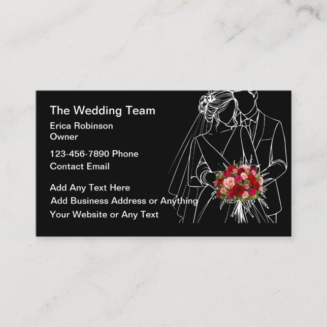 Carte De Visite Wedding Planner Bride Groom Flowers Theme (Devant)