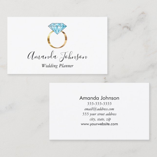 Carte De Visite Wedding planner de bague diamant (Devant / Derrière)