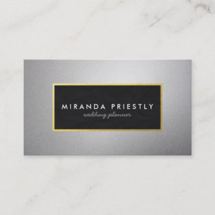 Carte De Visite Wedding planner de cadre moderne Black et Silver G