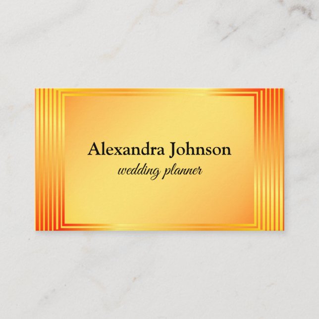 Carte De Visite Wedding planner de luxe chic noir et orange (Devant)