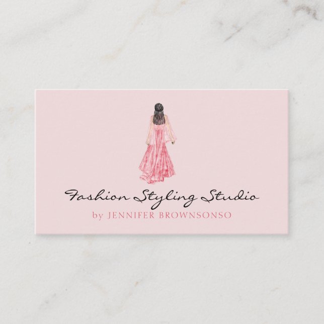 Carte De Visite Wedding planner de robe de mariée rose (Devant)