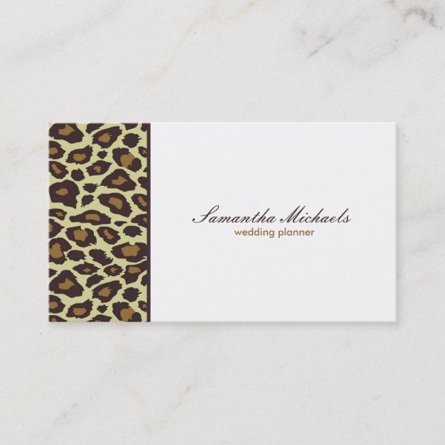 Carte De Visite Wedding planner élégant de léopard (Devant)