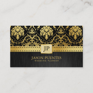 Carte De Visite Wedding planner élégant de noir et d'or