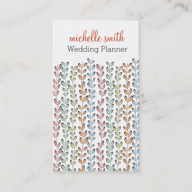 Carte De Visite Wedding planner fleuriste feuille de lierre pastel (Devant)