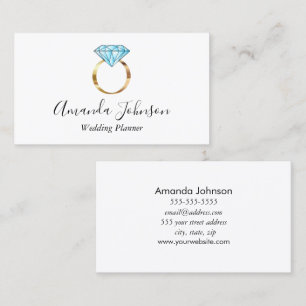 Carte De Visite Wedding planner Gold Diamond Ring Personnalisé