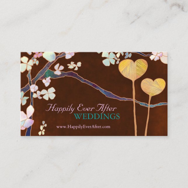 Carte De Visite Wedding planner romantique à deux coeurs (Devant)