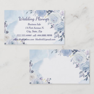 Carte De Visite Wedding planner Rose bleu aquarelle personnalisé 