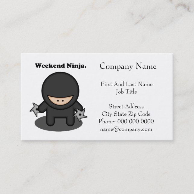 Carte De Visite Weekend Ninja Drôle mignon Japon Dessin (Devant)