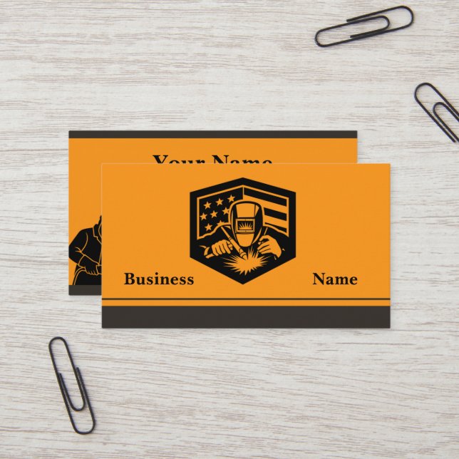 Carte De Visite Welder Business Card (Devant/Arrière en situation)