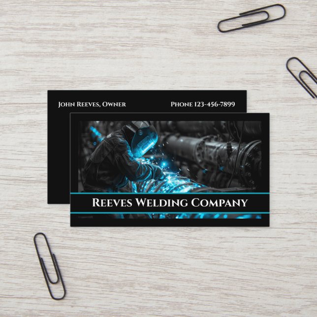 Carte De Visite Welder Fabricator Contractor Service Business Card (Devant/Arrière en situation)