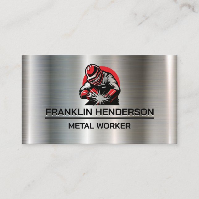 Carte De Visite Welder Working on Metal | Fabrication (Devant)