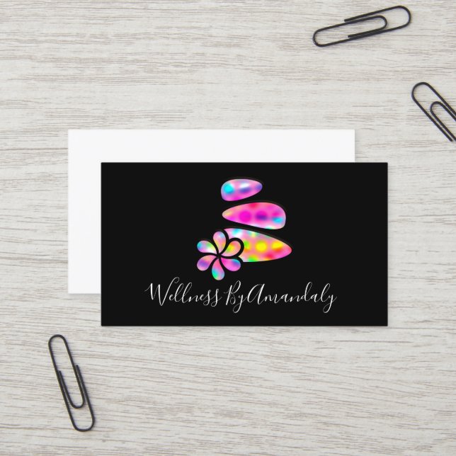 Carte De Visite Wellness Spa Massage Thérapie Réflexologie Hologra (Devant/Arrière en situation)