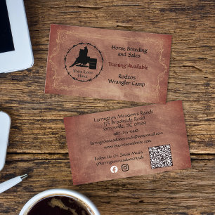 Carte De Visite Western Horse Ranch Votre Logo Code QR