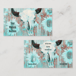 Carte De Visite Western Rustic Turquoise Pays Taureau Taureau Taur