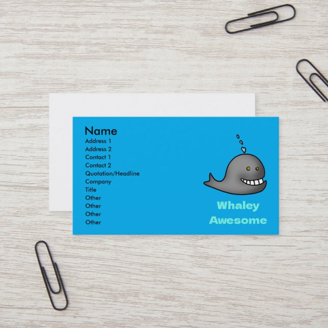 Carte De Visite Whaley Awesome Funny Whale Pun Design (Devant/Arrière en situation)