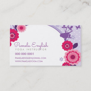 Carte De Visite WHIMSICAL BOTANIQUE nature florale joli violet