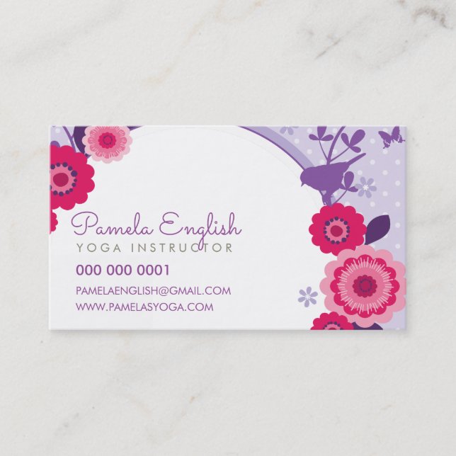 Carte De Visite WHIMSICAL BOTANIQUE nature florale joli violet (Devant)