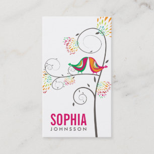 Carte De Visite Whimsical Colorful Baiser Inséparables Et Floral