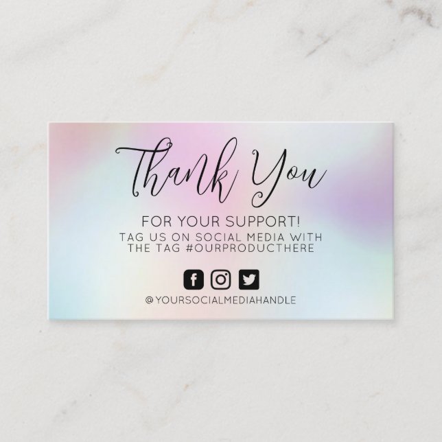 Carte de visite Whimsical de Merci bleu rose (Devant)
