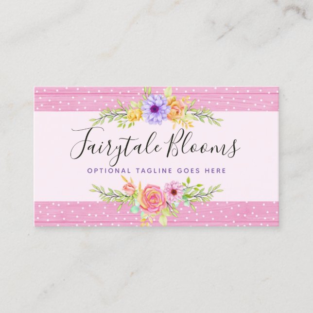 Carte De Visite Whimsical Floral Roses & Rustic Rose Wood Girl (Devant)