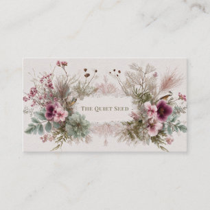 Carte De Visite Whimsical Folk Art Fleur sauvage & Oiseaux