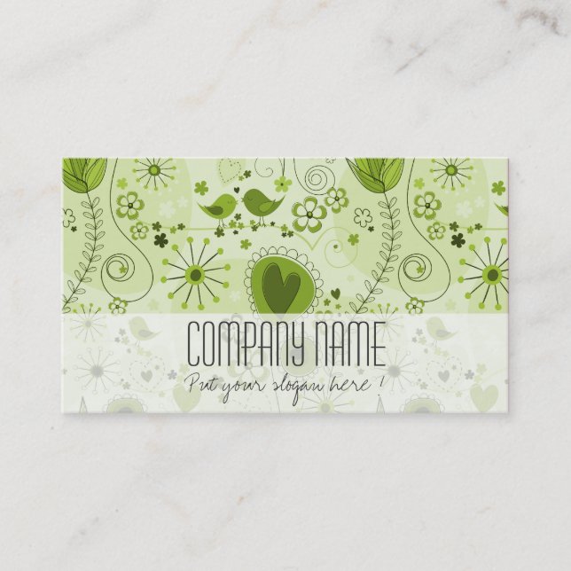 Carte De Visite Whimsical Lime Green Floral Élégant Planificateur  (Devant)