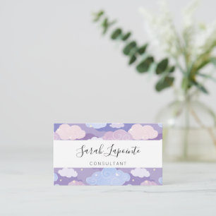 Carte De Visite Whimsical Pastel Clouds et étoiles Motif