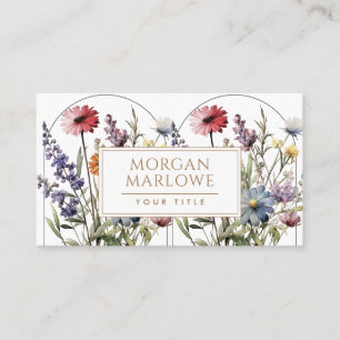 Carte De Visite Whimsical rose violet mou Boho Fleurs sauvages flo