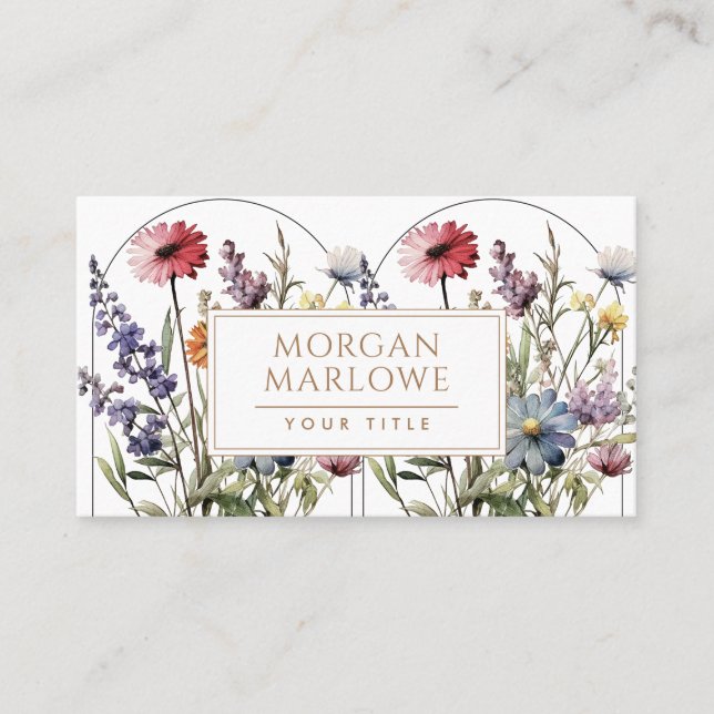 Carte De Visite Whimsical rose violet mou Boho Fleurs sauvages flo (Devant)