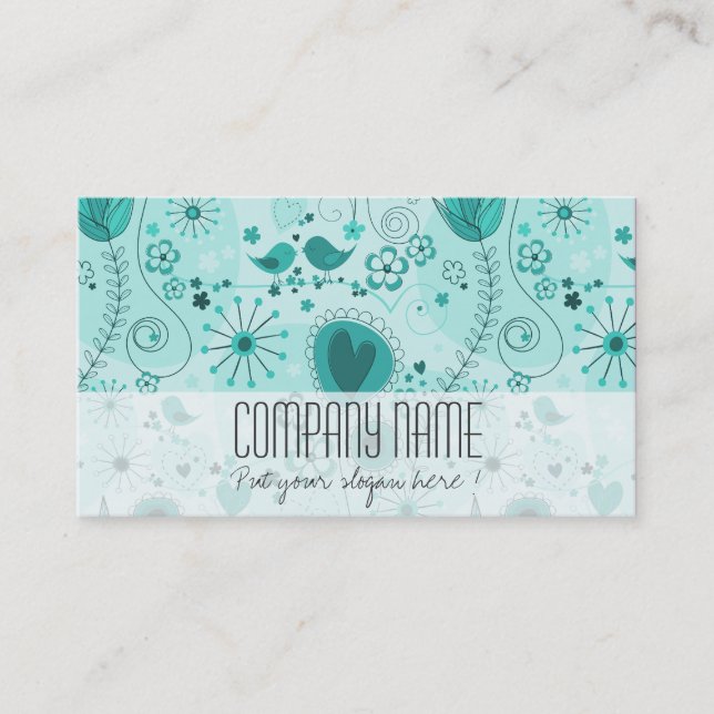 Carte De Visite Whimsical Turquoise Floral Élégant Planificateur d (Devant)