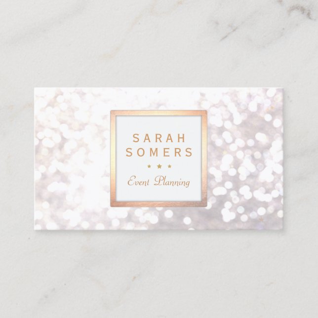 Carte De Visite Whimsical White Parties scintillant Bokeh Elegant  (Devant)