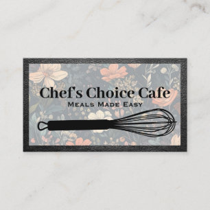 Carte De Visite Whisk de cuisine   Arrière - plan de fleurs