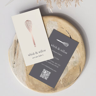 Carte De Visite Whisk d'or rose Boulangerie Chef Code QR du
