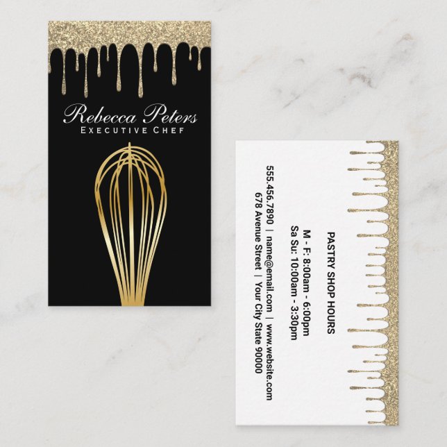 Carte De Visite Whisk Golden | Sirop de parties scintillant (Devant / Derrière)