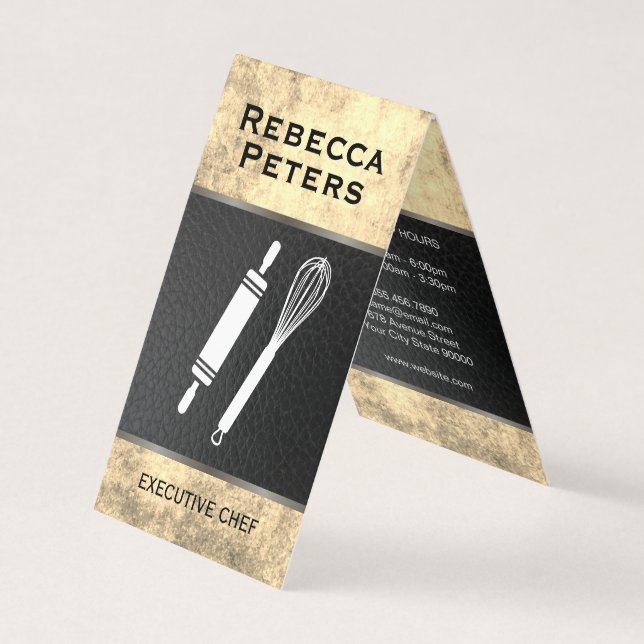 Carte De Visite Whisk Rolling Pin culinaire Master Lux Gold Textur (Devant)
