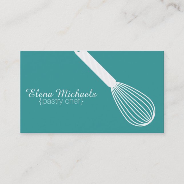 Carte De Visite Whisk Turquoise et blanc (Devant)