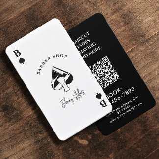 Carte De Visite White black Ace of spades barber shop