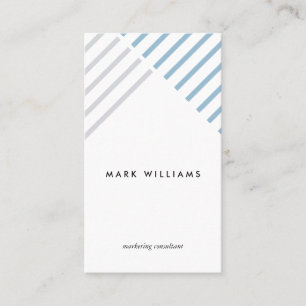 Carte De Visite White blue assemblée modern simple minimal stripes