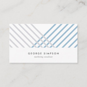 Carte De Visite White blue assemblée stripes modern simple card