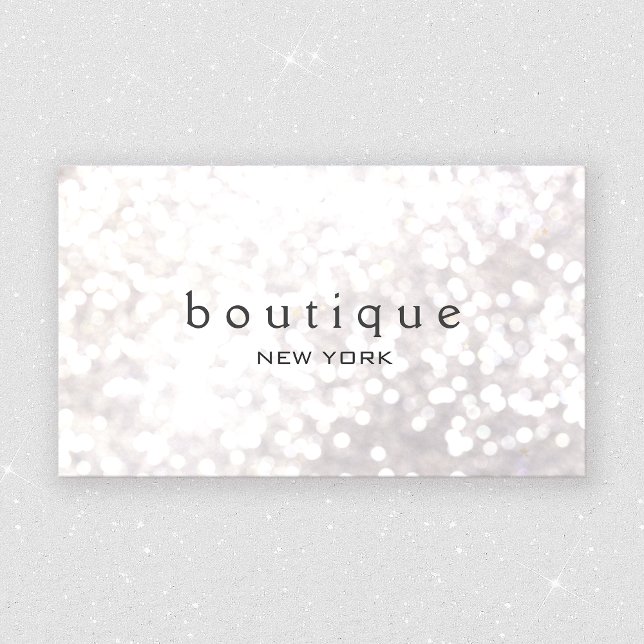 Carte De Visite White Bokeh Parties scintillant Moderne Mode & Bea (Créateur téléchargé)