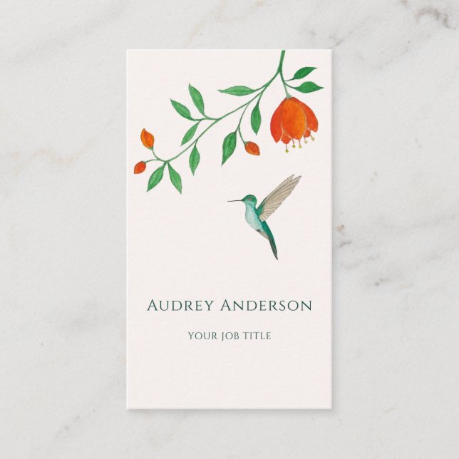 Carte De Visite White-chested Emerald Hummingbird Business Card (Devant)