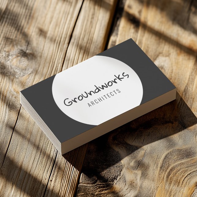 Carte De Visite White Circle Groundworks Architectes Grey Landscap (Perfect for business)