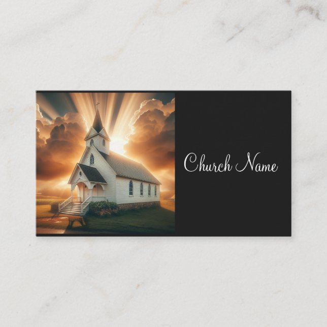 Carte De Visite White Country Church Religieux (Devant)