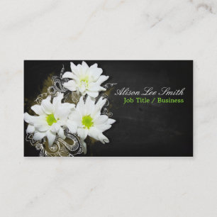 Carte De Visite White daisies on black chalkboard
