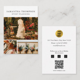 Carte De Visite White & Gold Event Planning & Entertainment Photo