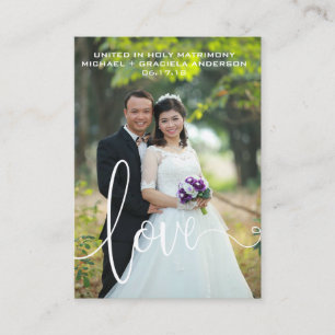 Carte De Visite White Love Script Overlay Mariage Favoriser la Car