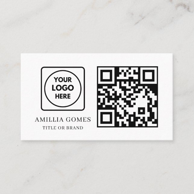 Carte De Visite White QR Code | Modern Minimal Custom Contact  (Devant)