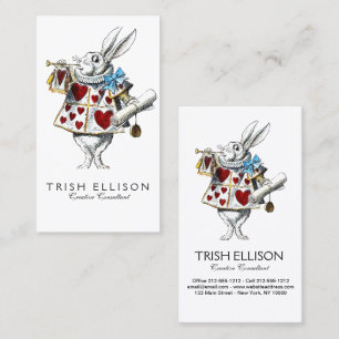 Carte De Visite White Rabbit Alice Wonderland Hearts Fourre-tout