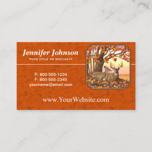 Carte De Visite Whitetail Deer Maple Tree Autumn