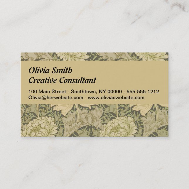 Carte De Visite William Morris Chrysanthemum Fleur d'âge (Devant)